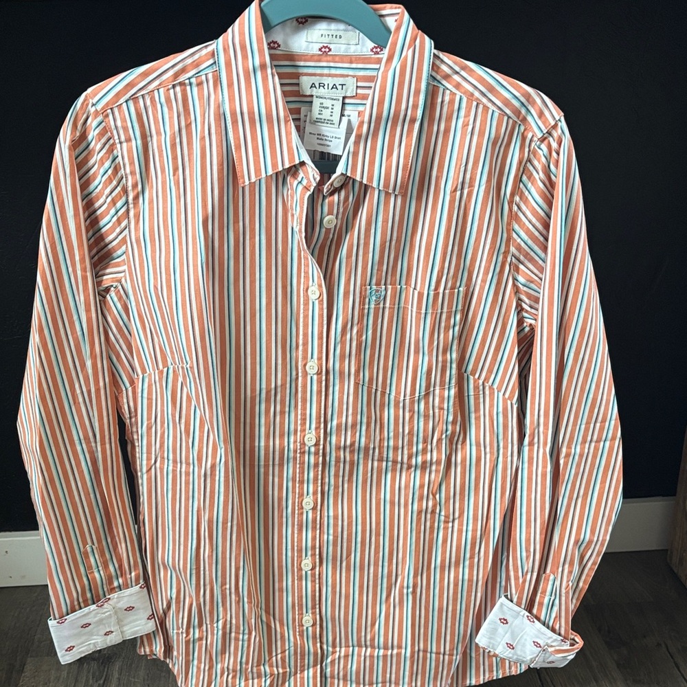 Ariat women’s  Vibrant Orange and White Striped Shirt